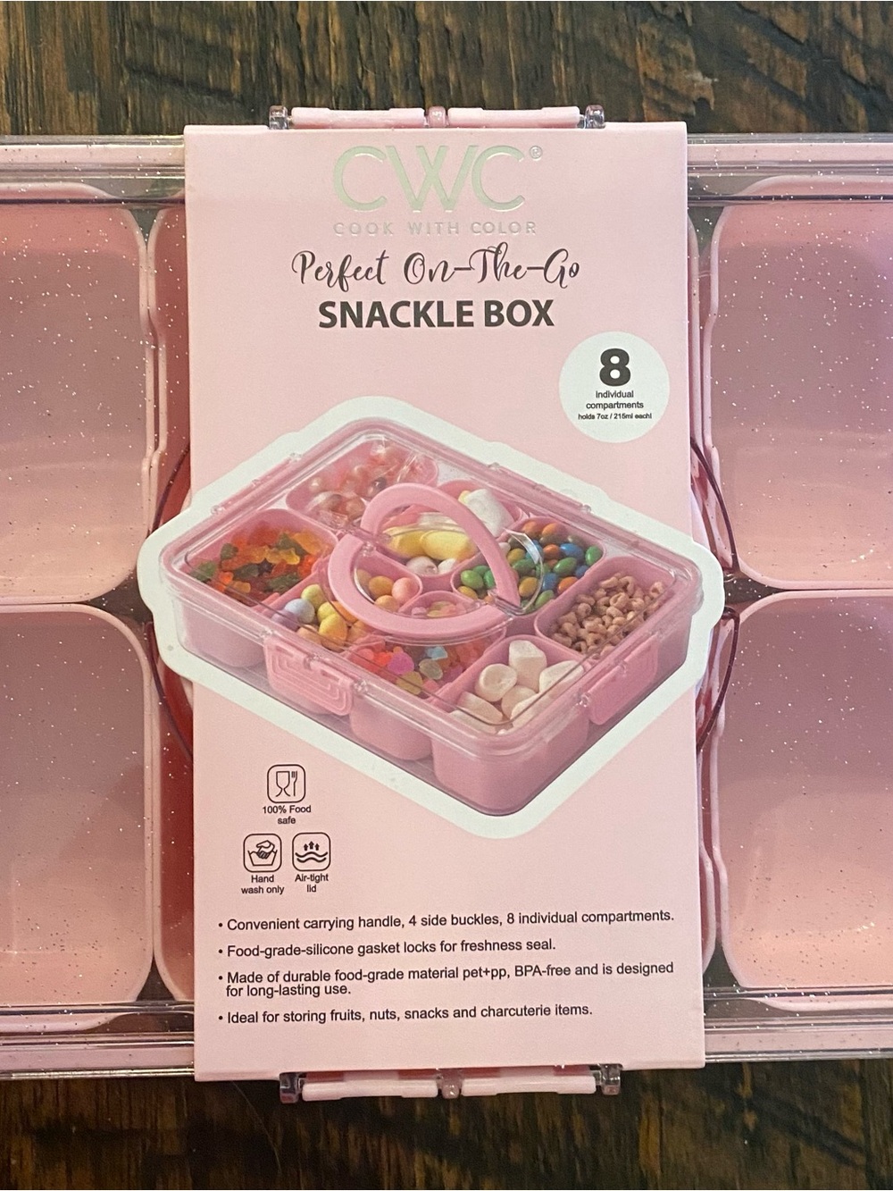 CWC Perfect On-The-Go Snackle Box with handle - Pink - Picture 2 of 3